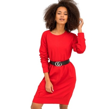 Sukienka dresowa oversize ściągacz kieszenie, S/M