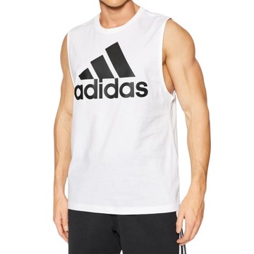 Koszulka bez rękawów Adidas Top Tank Biały Bawełniany Bezrękawnik Męski L