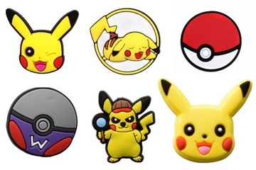 6x Wpinki / Przypinki do butów Crocs i podobnych - Pokemon