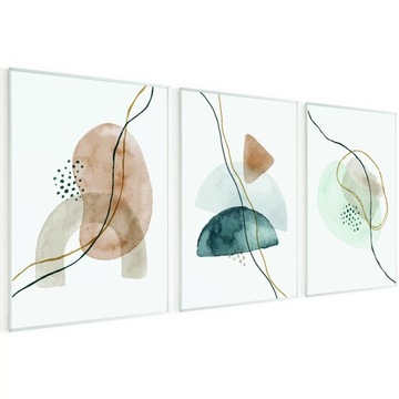 TRYPTYK Abstrakcja Zestaw A3 plakaty BOHO 30x40