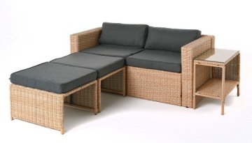 Комплект садовой мебели для балкона, 5 предметов, техноротанг бежевый