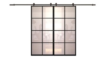 Drzwi Szklane Podwójne System Loft Satyna 8 Pól 170cm