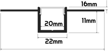 PROFIL Aluminiowy LED Anodowany Szeroki Płyt GK Regips XL 2m Do Taśmy 20mm
