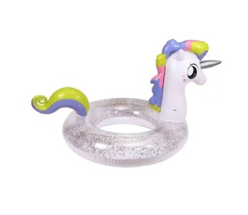 Кольцо для плавания «Единорог» с блестящим матрасиком для детей в бассейне и на пляже, 70 см