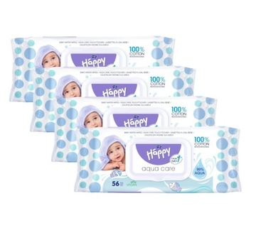 ZESTAW 4x HAPPY AQUA CARE chusteczki wodne 224szt.