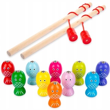 ZŁAP ROBACZKA ROBAKA GRA MAGNETYCZNA DREWNIANA KOTEK ZŁÓW RYBKI MONTESSORI