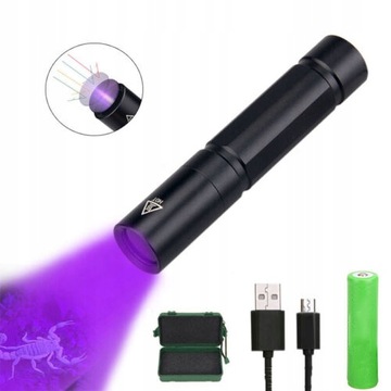 LAMPA ULTRAFIOLETOWA MOCNA LATARKA UV LED 365NM