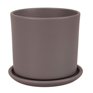 CERAMICZNA DONICZKA Z PODSTAWKĄ 15cm SZARY MAT