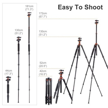 АЛЮМИНИЕВЫЙ ШТАТИВ ДЛЯ КАМЕРЫ 171 СМ С ГОЛОВКОЙ