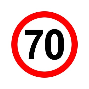NAKLEJKA OGRANICZENIE PRĘDKOŚCI 70km ZNAK śr20 cm