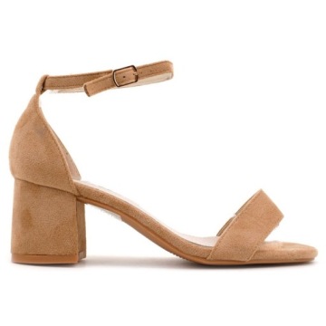 Женские сандалии на каблуке из верблюжьей замши