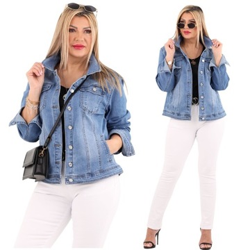KATANA DAMSKA JEANS KURTKA JEANSOWA DUŻE ROZMIARY SPORTOWA OVERSIZE MODNA