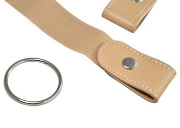 РЕМЕНЬ МУЖСКОЙ ЖЕНСКИЙ БЕЗ ПРЯЖКИ ДЛЯ БРЮК, БЕЖЕВЫЙ, ЭЛАСТИЧНЫЙ, РЕМЕНЬ 60-140 СМ