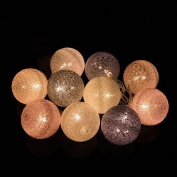 ГИРЛАНДНЫЕ ШАРИКИ НА БАТАРЕЯХ ХЛОПКОВЫЕ ШАРИКИ 6см 20LED