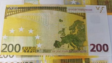 Банкноты 200 ЕВРО для развлечения и обучения, упаковка 100 штук + БЕСПЛАТНО