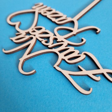 Topper Na Zawsze Razem serce drewniany