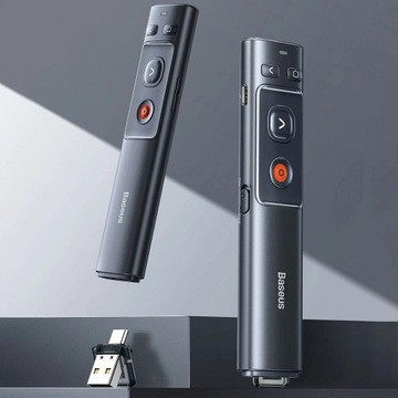 Беспроводная лазерная указка Baseus Orange Dot для презентаций - серая (с