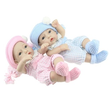 Prawdziwe 12-calowe Reborn Baby Twins Doll Pełne silikonowe fałszywe noworodki