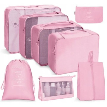 ORGANIZER PODRÓŻNY DO WALIZKI TORBY 8 SZTUK-pink