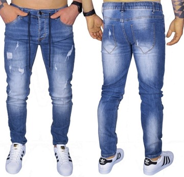 BOJÓWKI MĘSKIE SPODNIE JEANSY JOGGERY KIESZENIE