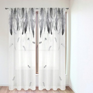 Цифровая оконная занавеска с перьями 132x213см