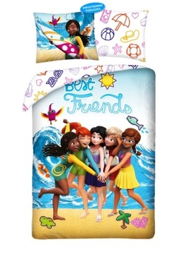 POŚCIEL DZIECIĘCA BAWEŁNIANA BEST FRIENDS 180X130CM 80X60CM 2-STRONNA