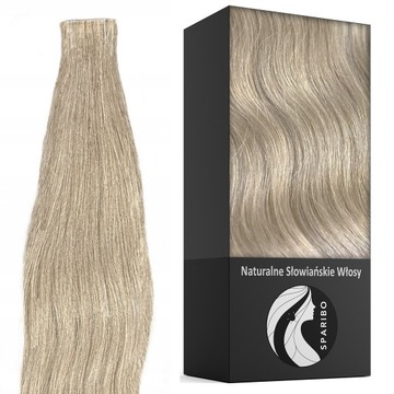 Naturalne włosy zestaw 10 kanapek blond niewidoczne taśmy Tape On 4cm 70cm