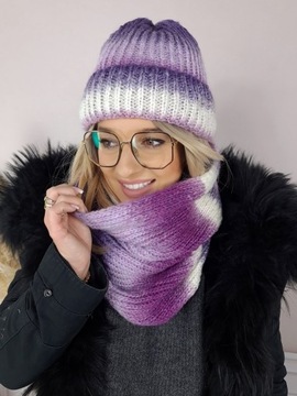 зимний КОМПЛЕКТ ШАПКА+ЮБКА шарф, ТЕПЛЫЙ, ПЛОТНЫЙ, польское изделие, ЦВЕТА OMBRE