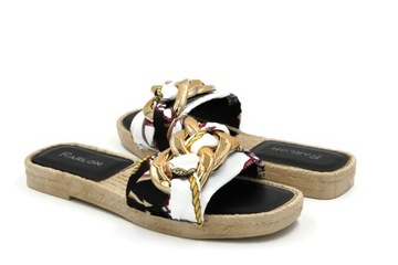 XS-8 Черные шлепанцы, украшенные золотой цепью R.37