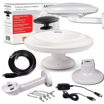 ANTENA MISTRAL TV DVBT2 SAMOCHODOWA 4K FILTR 5G MAGNES USB UFO STRONG