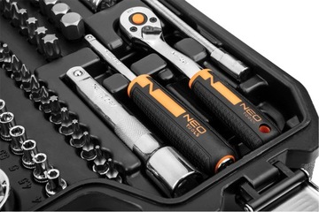 NEO TOOLS Klucze Nasadowe 85 el. 1/4, 1/2 CrV Zestaw Narzędzi Walizka