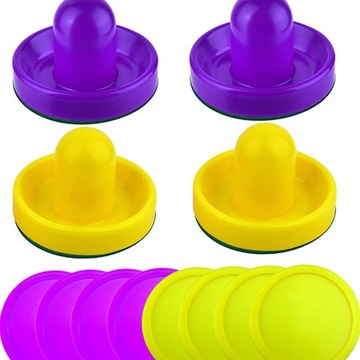 Толкатели и шайбы для аэрохоккея с зеленым фетровым дном. Стандарт.