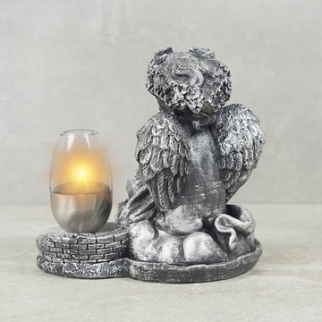 СЕРАЯ ГИПСОВАЯ ФИГУРКА Гробница СОЛНЕЧНАЯ СВЕТОДИОДНАЯ ЛАМПА