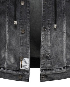 Kurtka męska katana jeansowa z kapturem czarna na wiosnę L