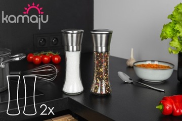 КЕРАМИЧЕСКАЯ МЕЛЬКА ДЛЯ ИЗМЕЛЬЧЕНИЯ СОЛИ И ПЕРЦА СПЕЦИЙ 210мл INOX 2шт + МЕШОК