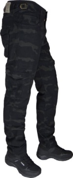 Темные брюки карго с камуфляжным эластичным рисунком, размер 35 S'T2