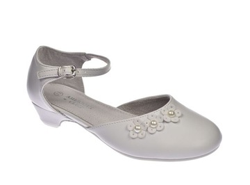 Белые балетки на высоком каблуке для первого причастия, размер 60/24. 37