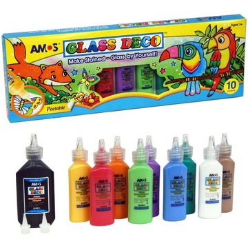 FARBY WITRAŻOWE DO SZKŁA 10 KOLORÓW GD22P10 AMOS