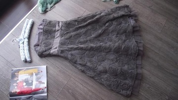 bhs sukienka elegancka rozkloszowana zdobiona 36