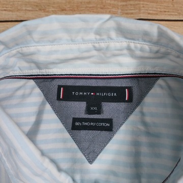 TOMMY HILFIGER Koszula Męska 80's Two Ply Cotton w Paski r. XXL