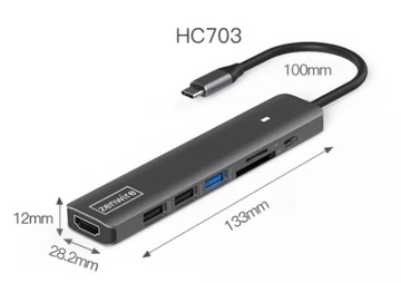 АДАПТЕР-концентратор USB-C РАЗВЕТВИТЕЛЬ 7 В 1 HDMI 4K USB 3 SD Macbook M1 M2 M3 PRO AIR