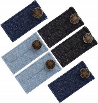 ZESTAW 6 PRZEDŁUŻEŃ GUZIKA PRZEDŁUŻKA DO SPODNI JEANSOWYCH 3 KOLORY