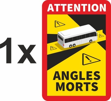 Naklejka, nalepka, ATTENTION - ANGLES MORTS, BUS