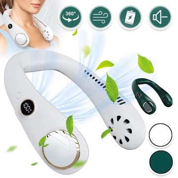 WENTYLATOR WIATRAK NA SZYJĘ PRZENOŚNY KLIMATYZATOR BEZPRZEWODOWY 360° USB