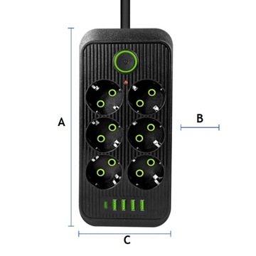 USB-УДЛИНИТЕЛЬ ДЛЯ ЗАЩИТЫ ОТ ПЕРЕНАПРЯЖЕНИЯ 2M 6 РОЗЕТОК 4 USB