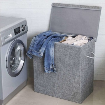 Отдельностоящая корзина для белья Wide Decor 142л, оттенки серого и серебра