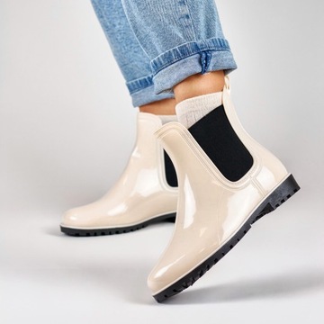 Klasyczne beżowe kalosze damskie r.38