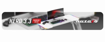 Игровой компьютерный стол Huzaro Hero 3.3 белого цвета с RGB-подсветкой + коврик XXL