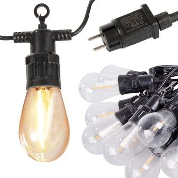 GIRLANDA ŚWIETLNA OGRODOWA 10m Żarówki 10 LED Zewnętrzna Lampki Ogrodowe