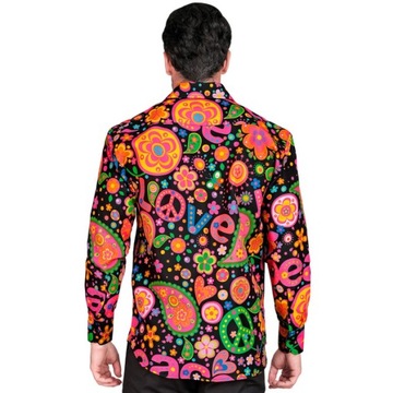 РУБАШКА МУЖСКАЯ, РАЗНОЦВЕТНАЯ, ХИППИ, ЦВЕТЫ, ТИХИЙ ОКЕАН, КАРНАВАЛ, ВЕЧЕРИНКА, S/M